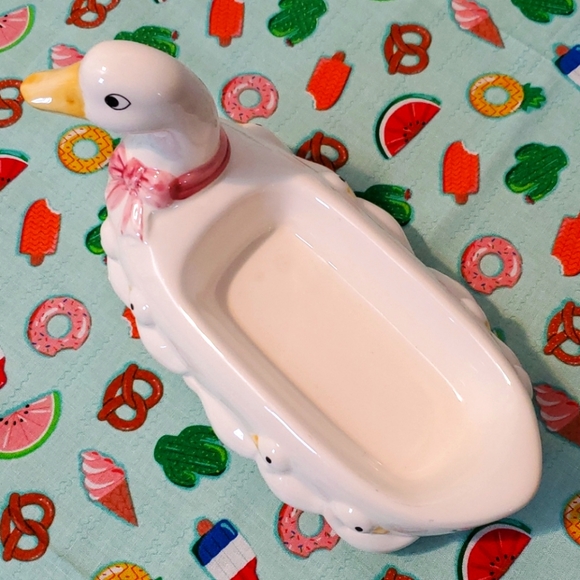 Soap Dish Goose & Goslings Jewelry Trinket Bathroom Home Duck Ceramic CUTE Decor - Picture 12 of 15